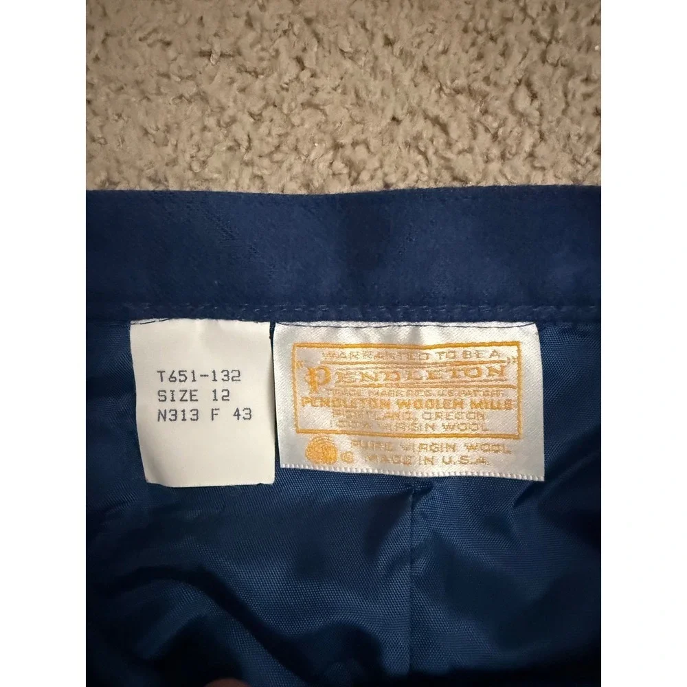 Vintage Pendleton Blue Skirt Size 12 Pure Virgin Wool Made in USA